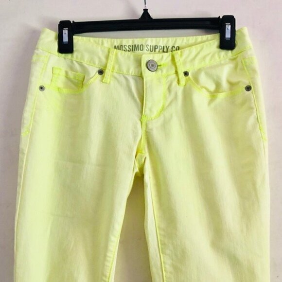 Mossimo Jeans Juniors 3 Ankle Skinny Neon Yellow Highlighter - Picture 3 of 9